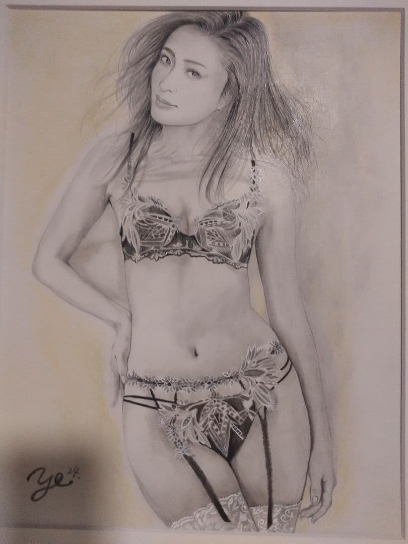 裸婦、美人画、絵画６号、しなりW山本英二、真作、肉筆、額縁、高塚省吾、森本草介。