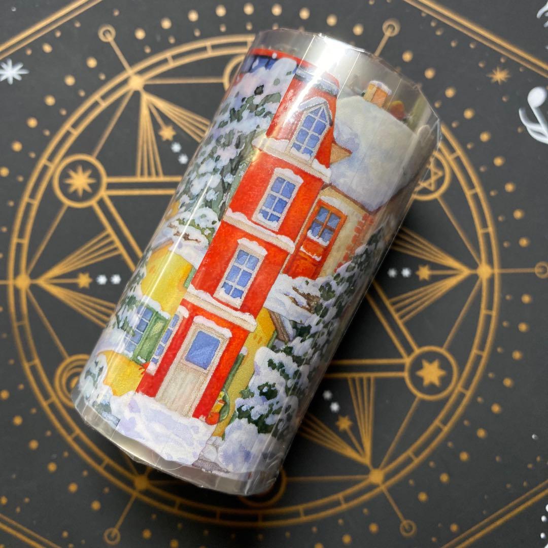 【8921】海外　マステ　5m巻　PETマスキングテープ　景色　冬　トナカイ