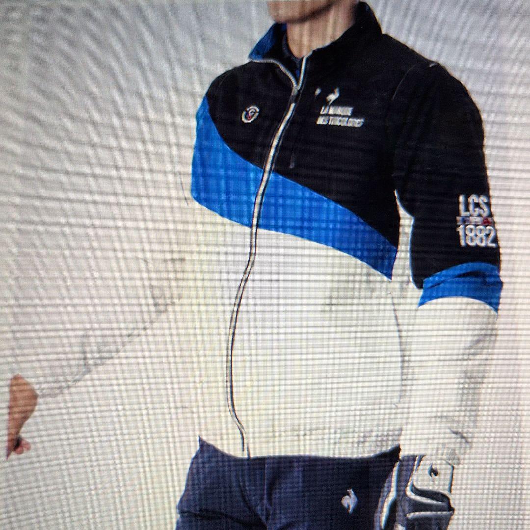 ルコックゴルフ:メンズ:Lサイズ:中綿2WAYブルゾン:　ゴルフウェア:白/青