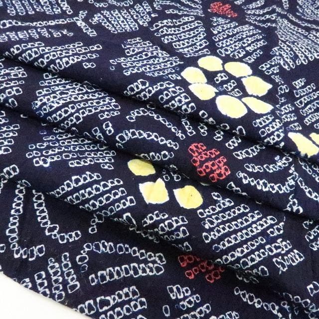 Y1215◆綿 有松鳴海絞り 洗える夏着物 居敷当て付 手縫 Sサイズ 高級浴衣