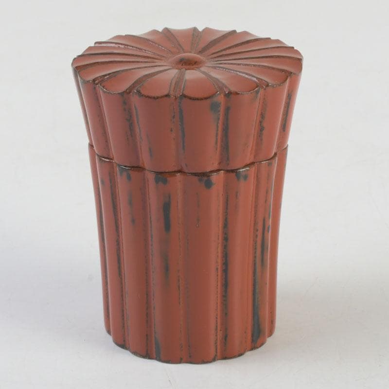 茶道具　加賀蒔絵師　和田寿峰作　立雛蒔絵　甲黒網目中棗　共箱　V　8993