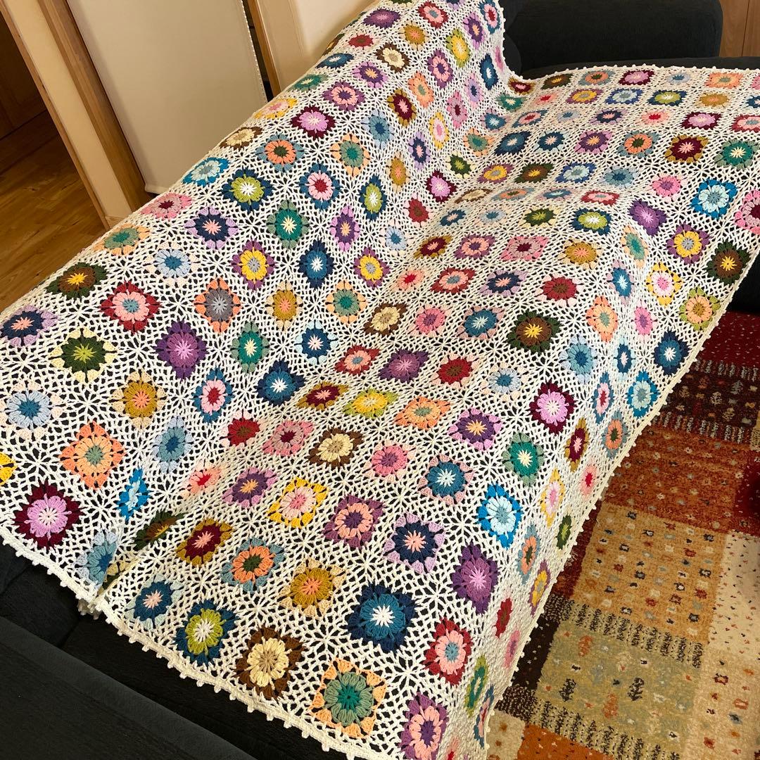 ハンドメイド　ベットカバー　マルチカバー　大判　コットン