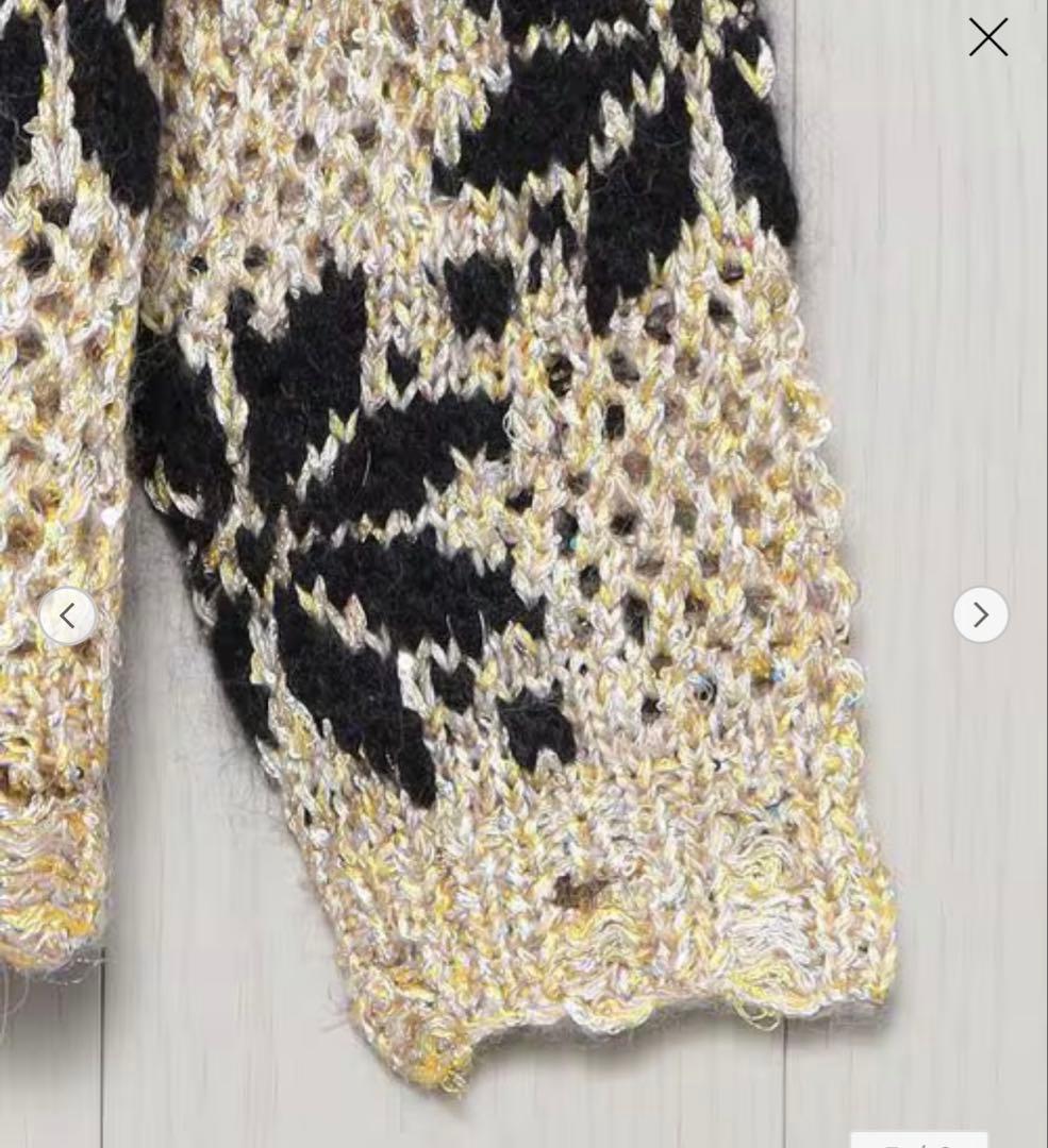 BED J.W FORD アイボリー/ブラック フラワーパターン ニット