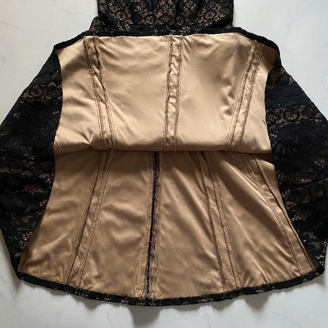 美品　TADASHI SHOJI カットワーク　ノースリーブワンピース　黒　花柄