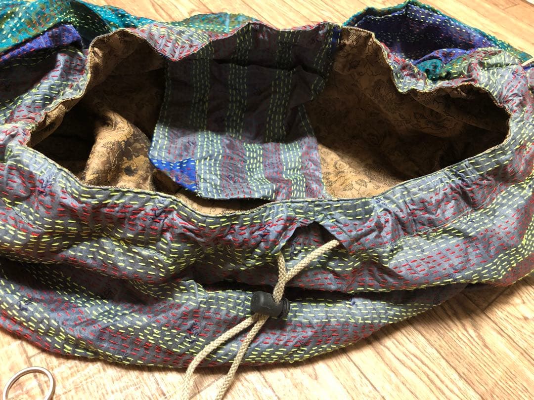 ★レア★ほぼ未使用★Leh レー シルク 袈裟バッグ 刺し子 ボディバッグ