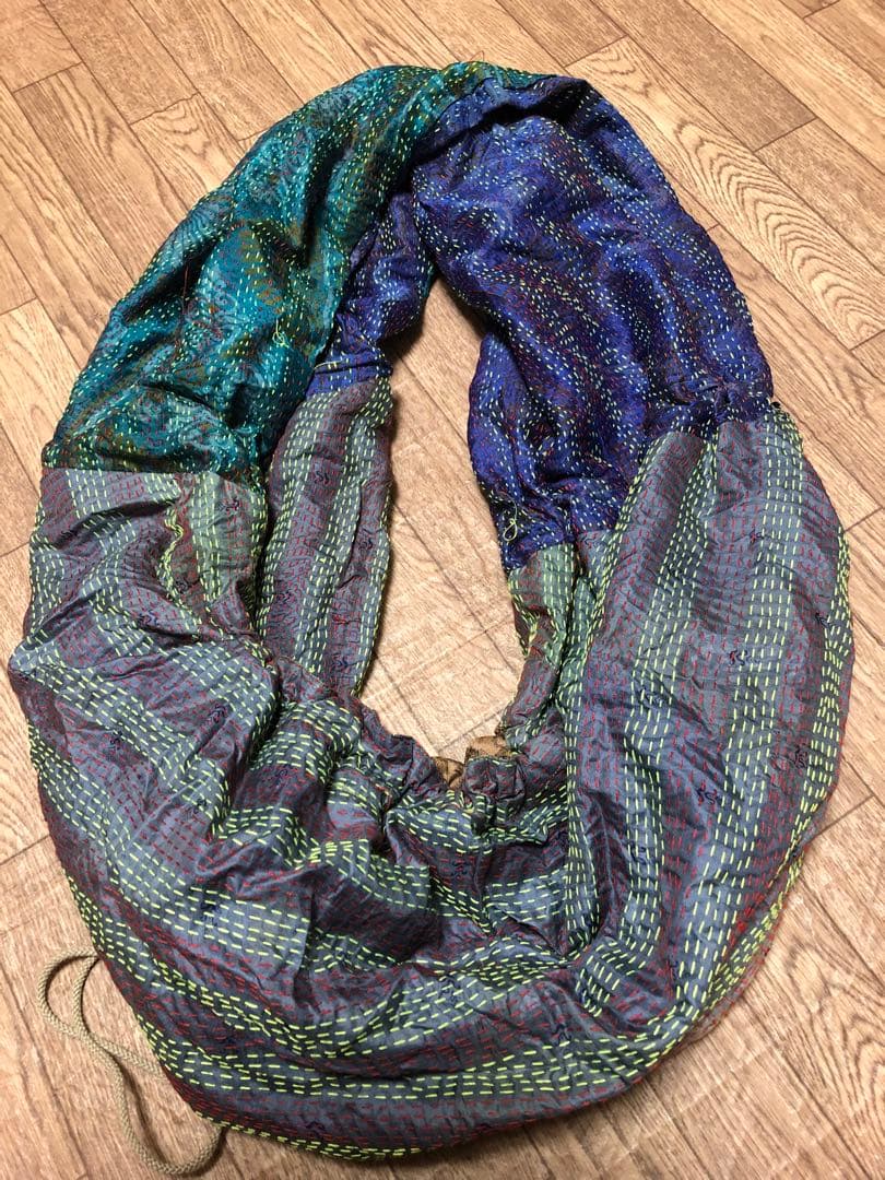 ★レア★ほぼ未使用★Leh レー シルク 袈裟バッグ 刺し子 ボディバッグ