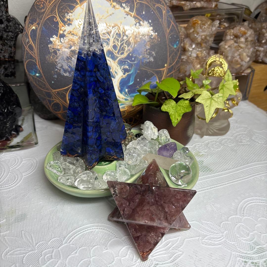 みかつき様☆ オーダー☆専用ページ オルゴナイト六角錐 3A高品質ラピスラズリ