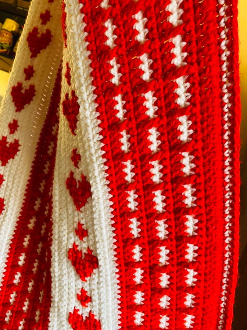 【USA vintage】グラニーブランケット　ハート柄