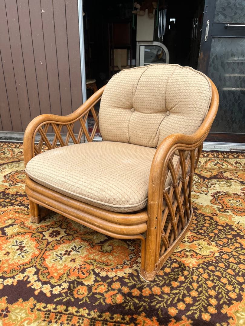 ラタン シングルソファー ② インテリア 昭和レトロ
