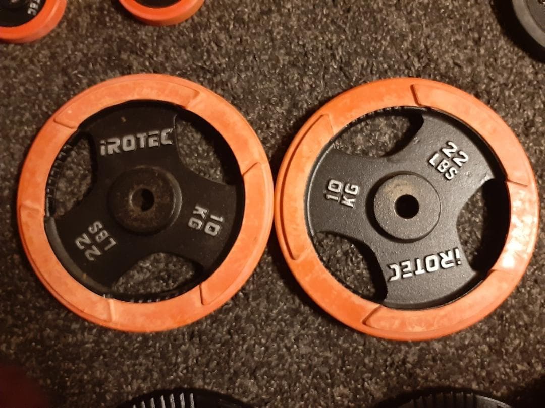 IROTEC　アイロテック 　ダンベル/バーベルプレート10kgx2 （ラバー付