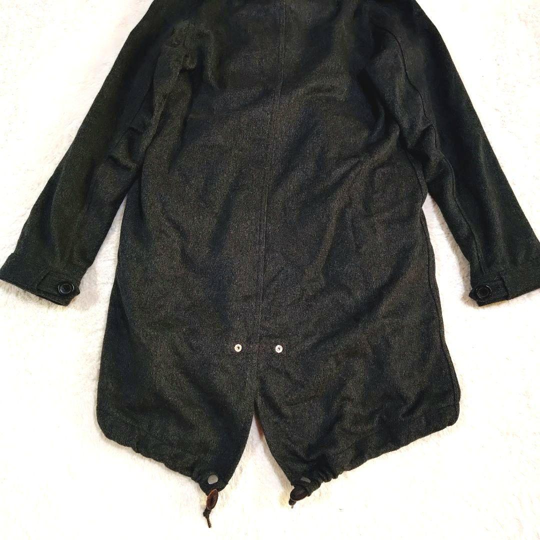 ジョンブル カシミヤ混 ウール モッズコート ラクーンファー グレー フード着脱