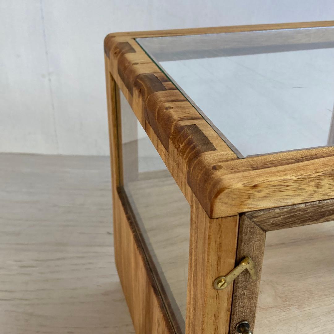 g314 木製ガラスケース 引き出し付き 卓上 ショーケース 小物入れ