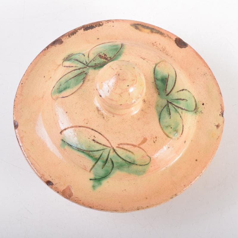 中国　唐三彩　花文　蓋壷　蓋物　C　6967