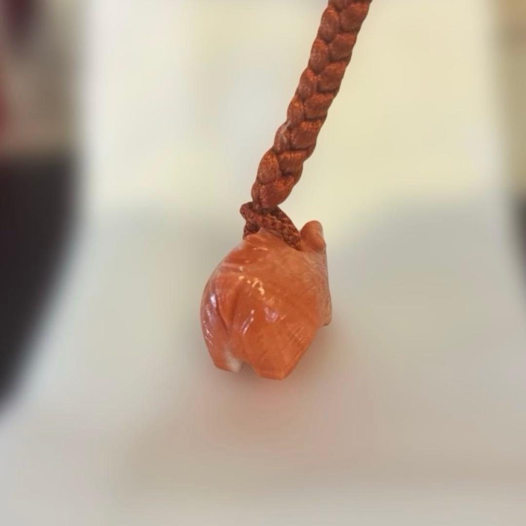 谷口康隆 作 猪 百貨店購入 根付 チャーム ストラップ 珊瑚 アクセサリー