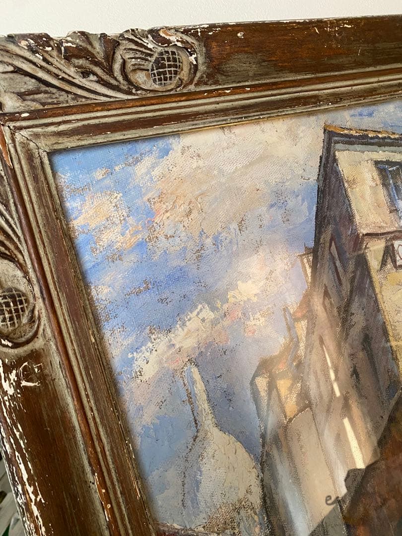 フェルナンド　ラバル　パリ風景　アンティーク　油絵　 油彩画　額縁