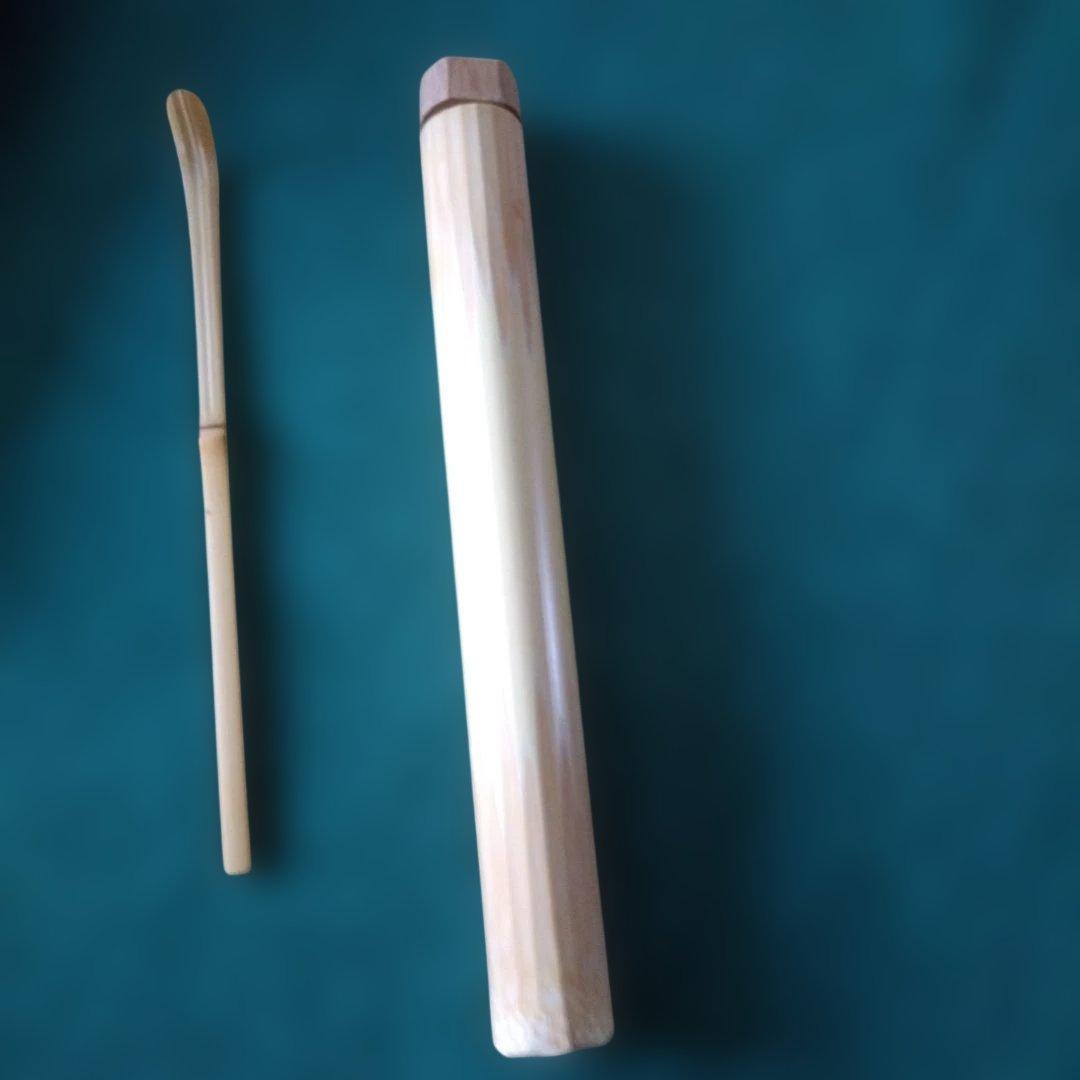 ラッキー　竹製 茶杓 専用ケース付き