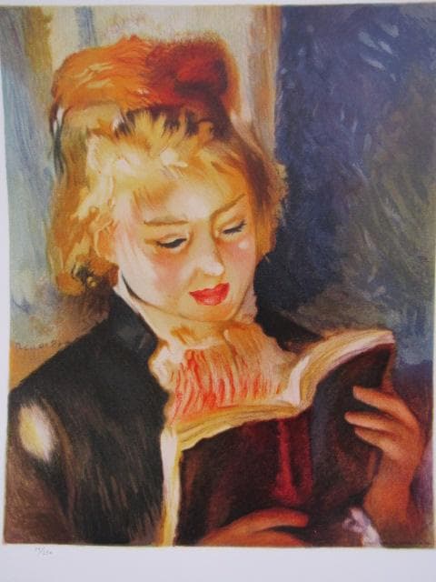 毎日新聞 リトグラフ ルノアール 限定250部 2枚 読書する女 ダラス夫人』