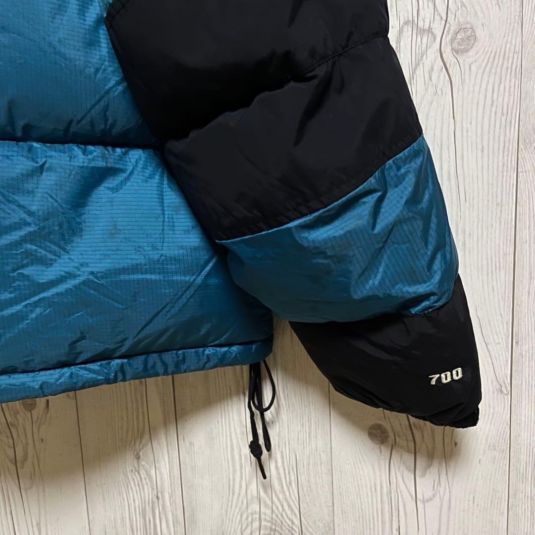 ノースフェイス ダウンジャケット　メンズL 韓国100　700フィル ブルー青