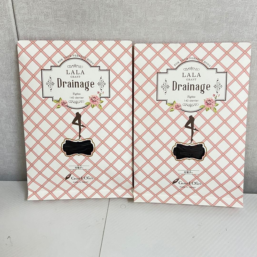 LALA Grant Drainage タイツ　ブラック　チャコール　ＬＬ