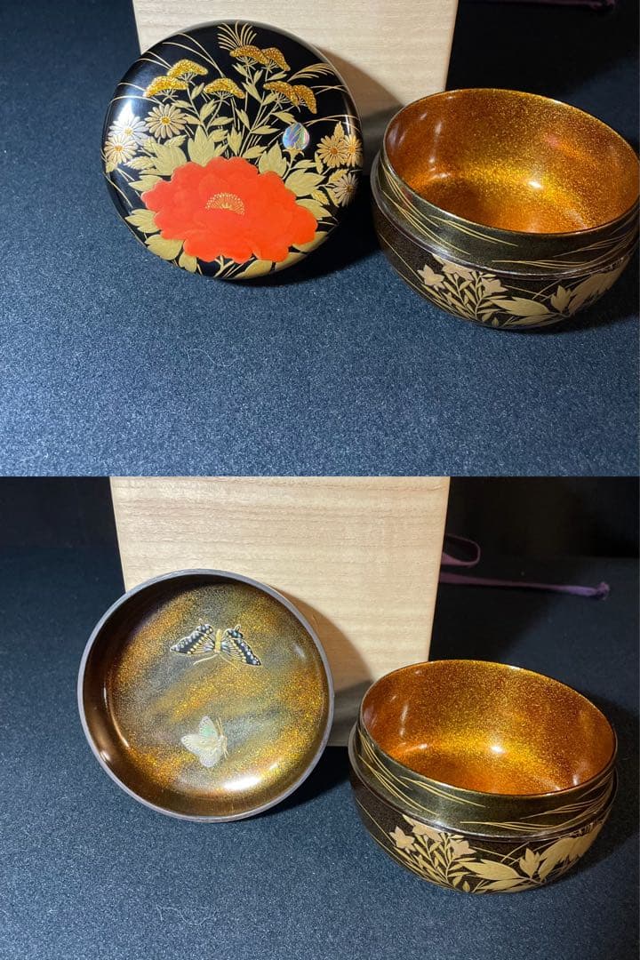 株式会社　サンシャイン新品未使用　最高級本金　能登輪島 螺鈿金蒔絵花草蝶々