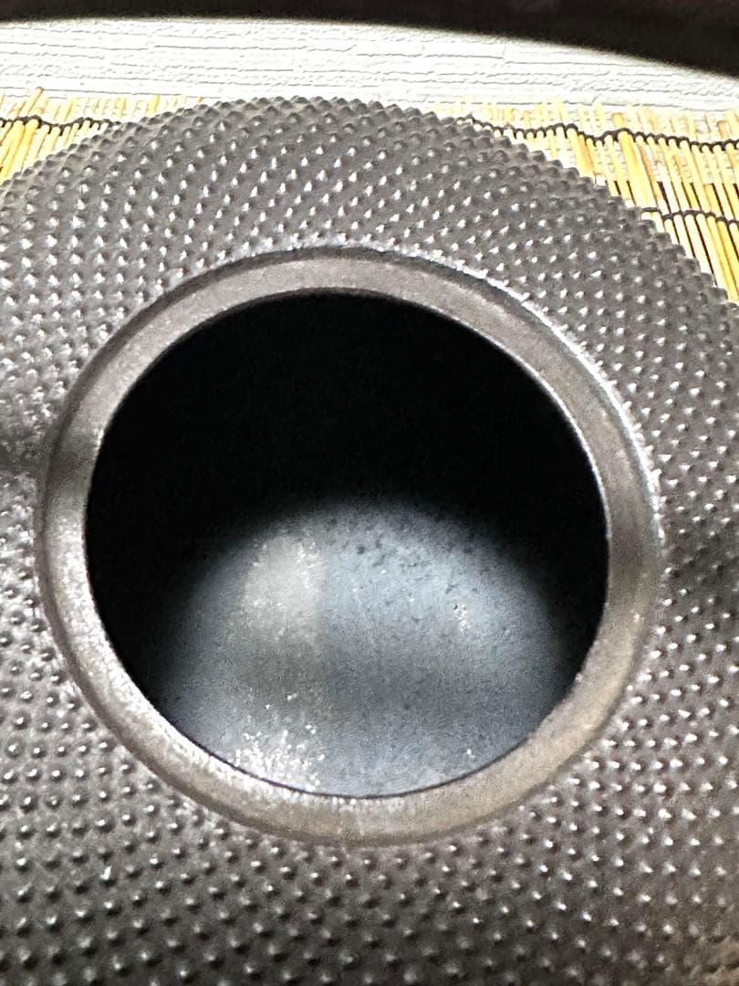 供箱等付属品付　南部藤枝工房　藤枝　昌行作　１２型アラレ　南部鉄瓶　南部鉄器