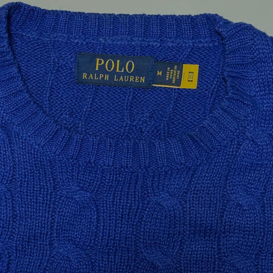 アウディQ8　ポロ ラルフローレン ケーブルニットセーター 青 M 近年