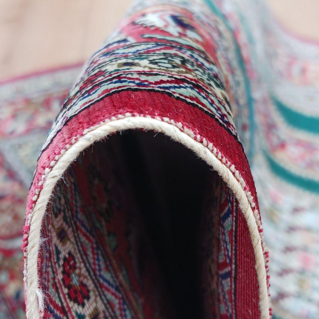 Y3261 高級ペルシャ絨毯 クム産 シルク100% 手織り 工房サイン