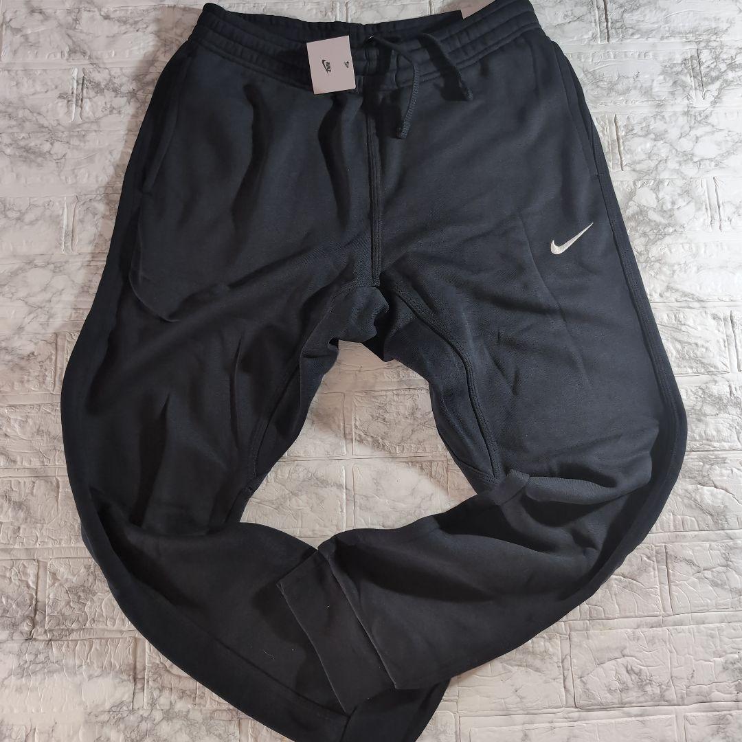 Nike 刺繍ソロスウッシュブラック セットアップ XL 黒 上下 ①