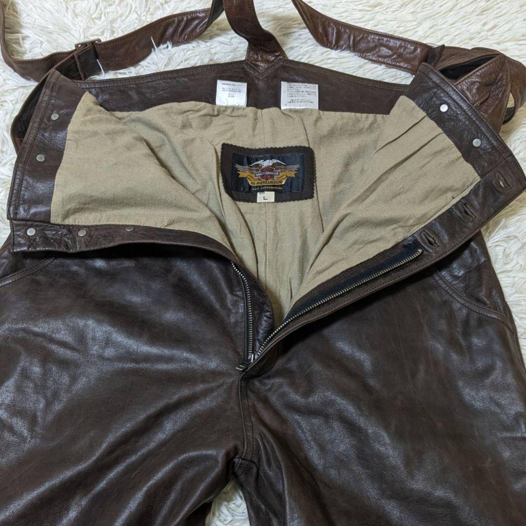 絶賛断捨離テン ハーレーダビッドソン オーバーオール 本革 ダークブラウン