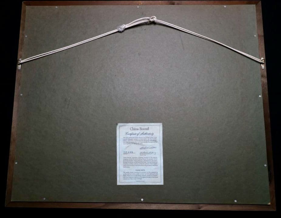 額装品　リトグラフ　R.リントン作　「中国への航海」フランクリン画廊　佳品　稀少