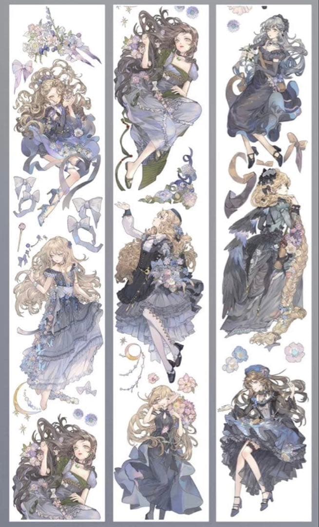 《在庫処分セール》海外　人物　マスキングテープ　墨魚 貝殼光11点、ホロ1点