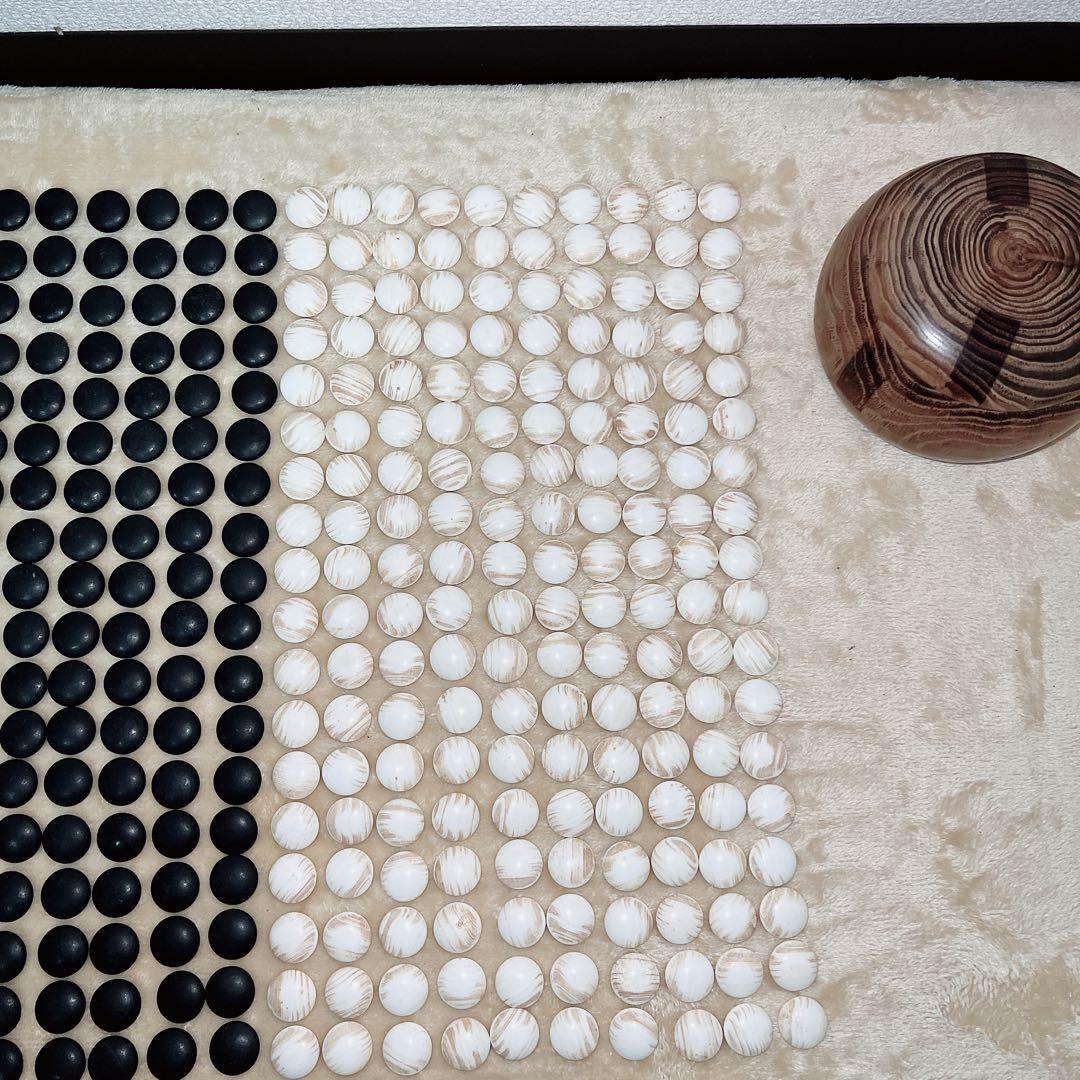 蛤⭐️碁石 蛤白石厚み約1cm 那智黒黒石 碁笥付き 34号？