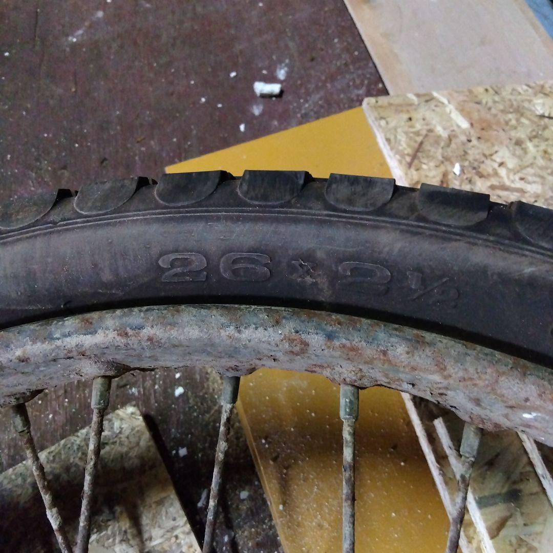 昭和レトロアンティーク　リヤカー　年代物　タイヤホイールのみ゙