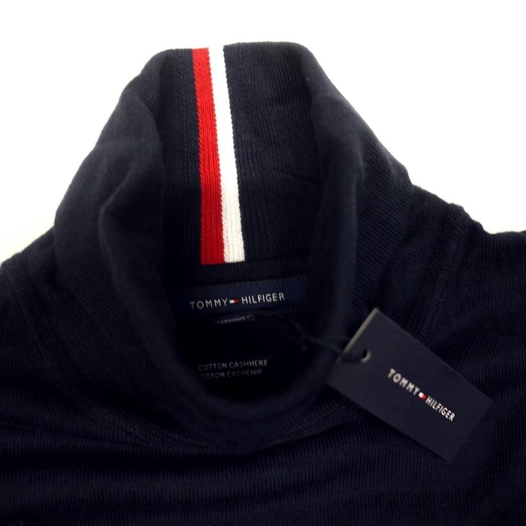 トミーヒルフィガー カシミヤ混 タートルネック ニット ネイビー L ゴルフ
