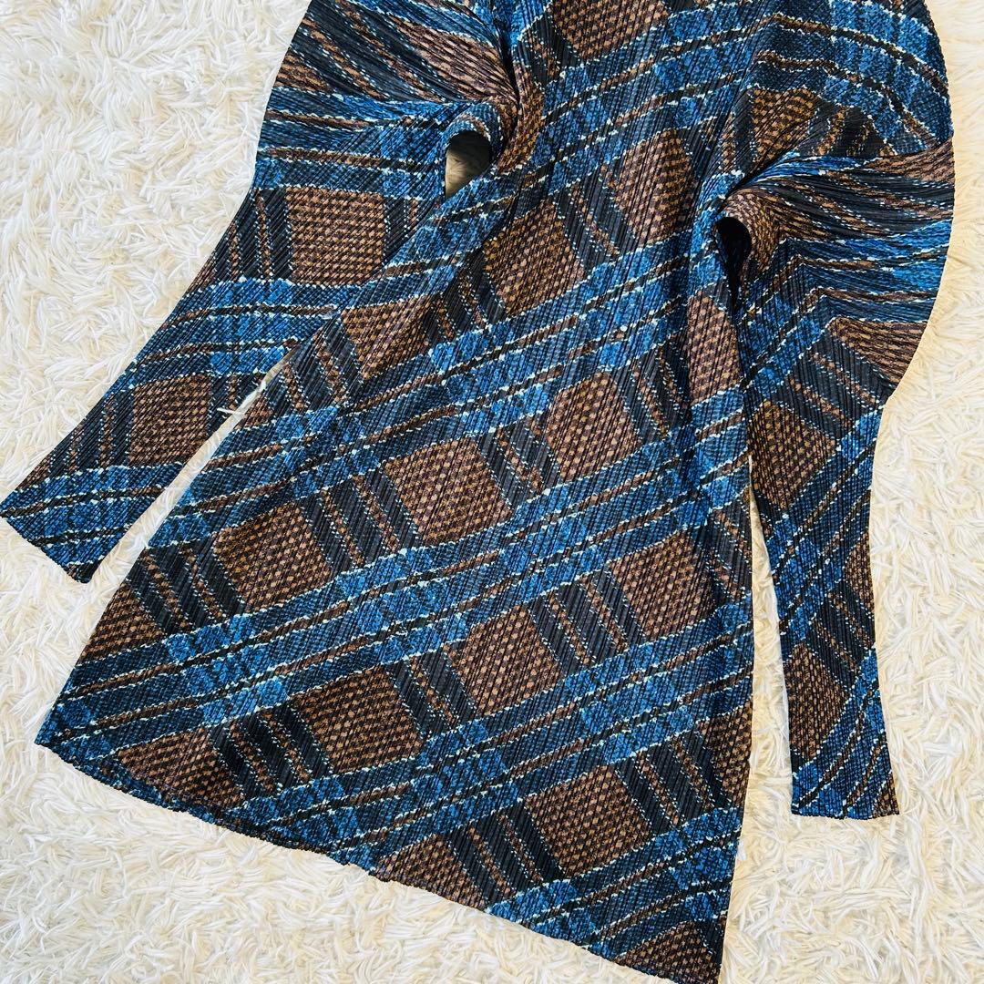 プリーツプリーズ ロングカーディガン バルーンスリーブ イッセイミヤケ