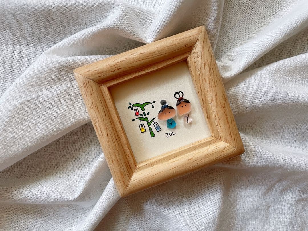 シーグラスアート　オーダー　12ヶ月カレンダー・干支　ミニサイズ