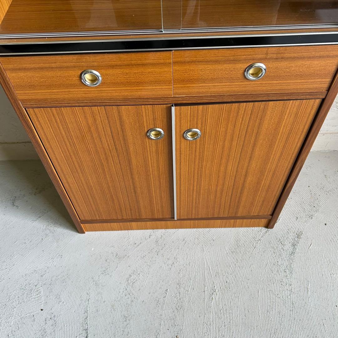 【美品】レトロポップ 木目調 食器棚