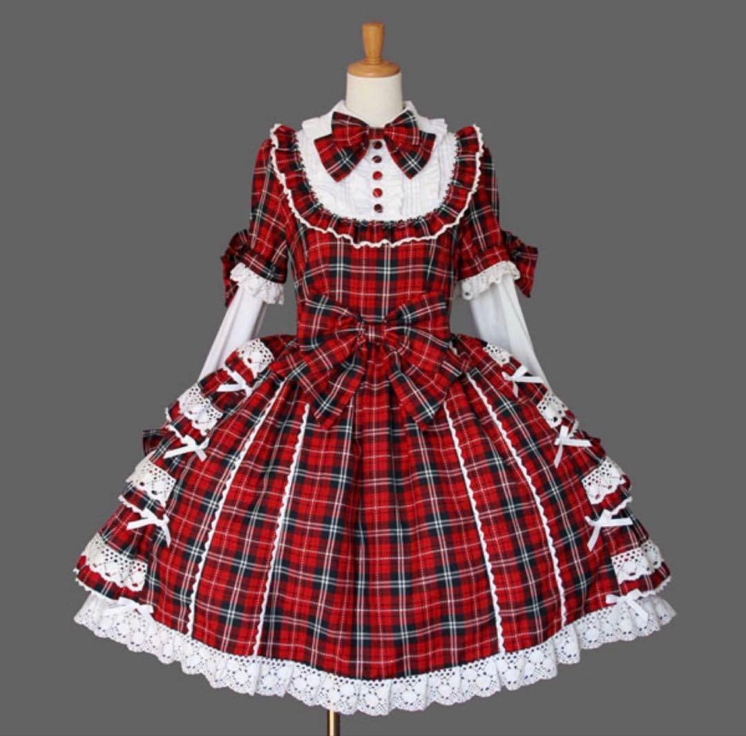 おまけ付き　アンドロミオ　タータンチェック ワンピース　赤