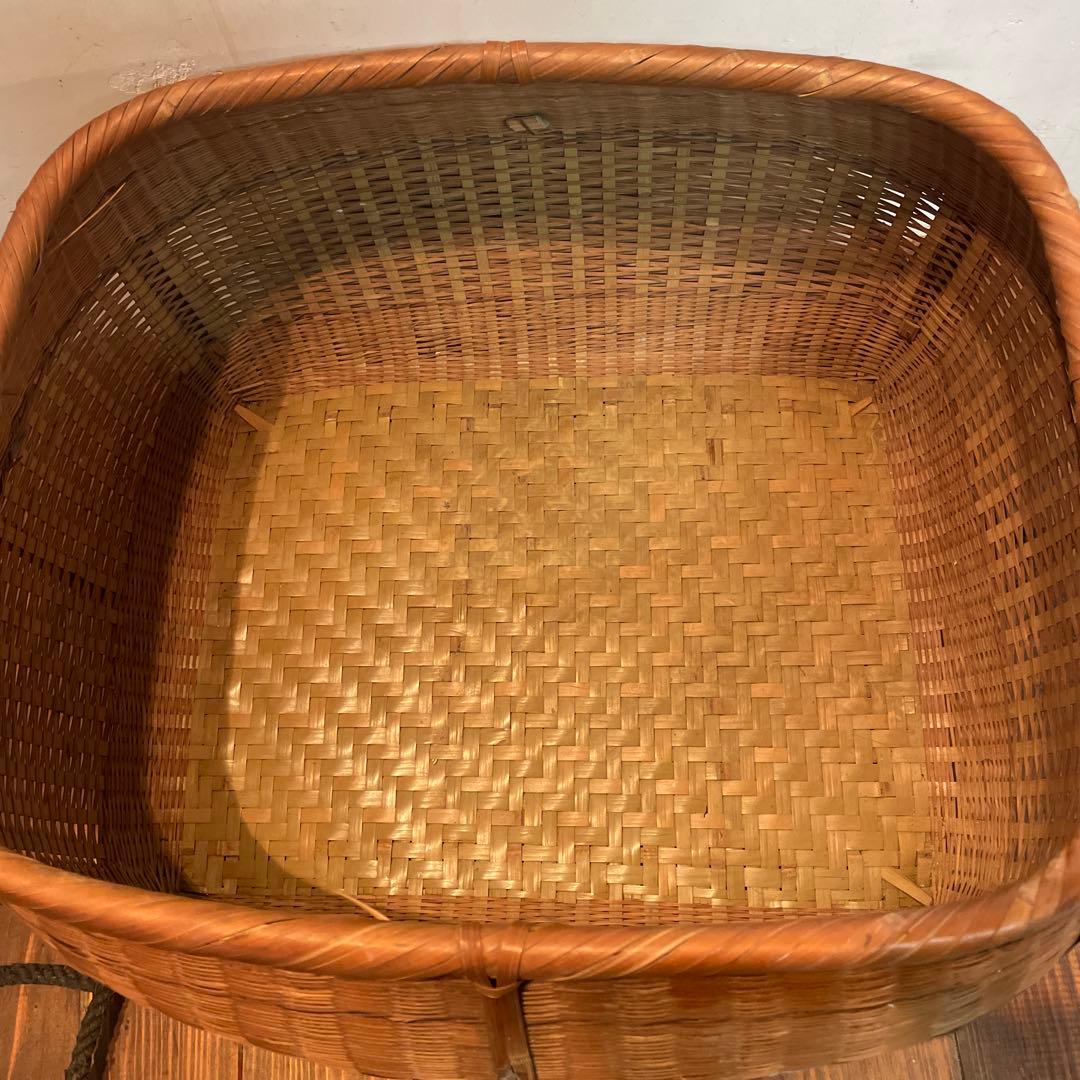 美品　レトロ　竹籠　バスケット　編み籠　収納　かご　大きいサイズ　インテリアに