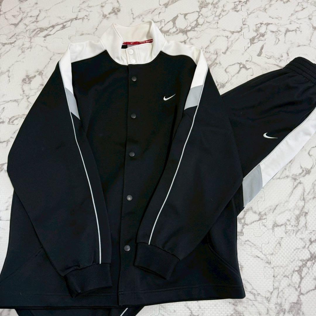 美品 NIKE セットアップ XL 黒白 ジャージ　ナイキ 上下　フラップボタン