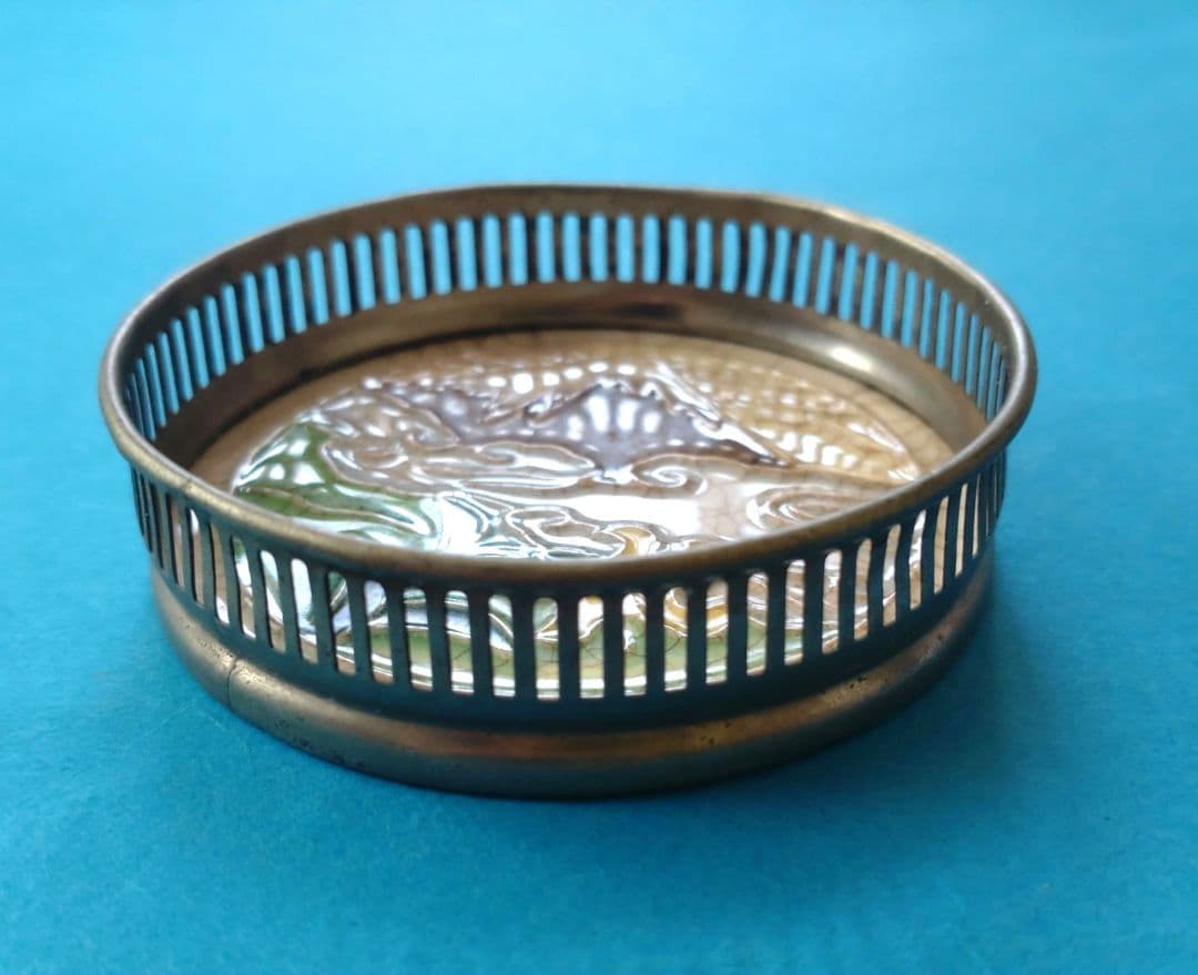 大正〜昭和初期　ガラスコースター　マジョリカタイル　アンティーク　5個セット