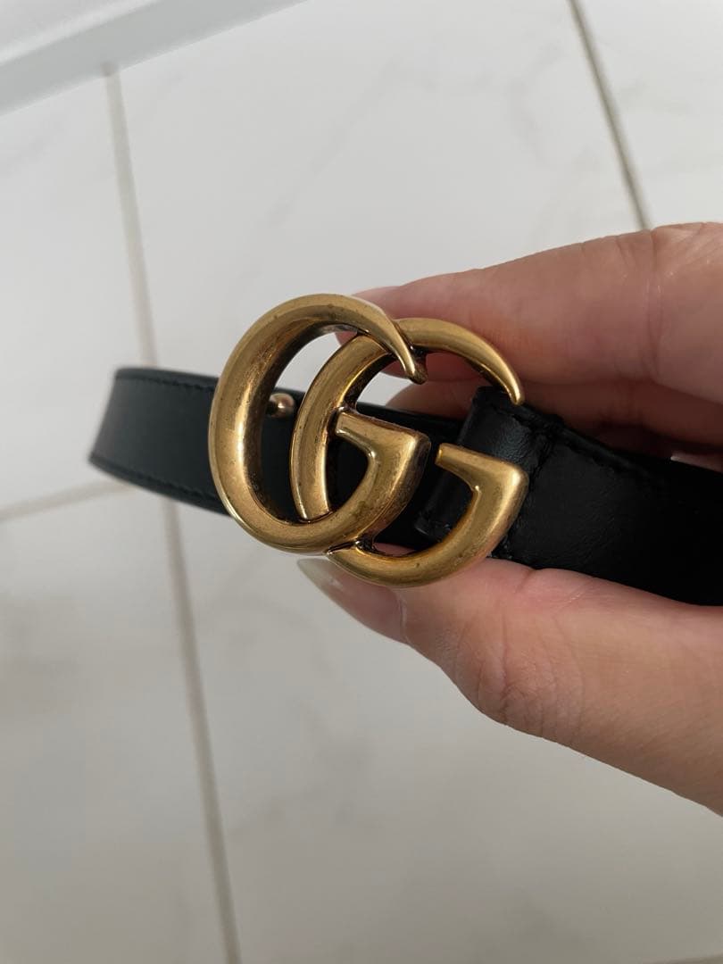 GUCCI ブラックベルト GGロゴ ブラック70