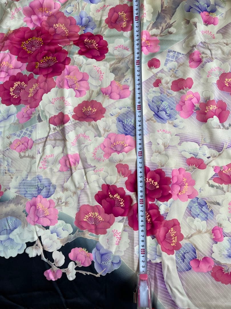 オーダー受付中❣️正絹本格お仕立てお振袖、撮影用お引き摺り大振り袖