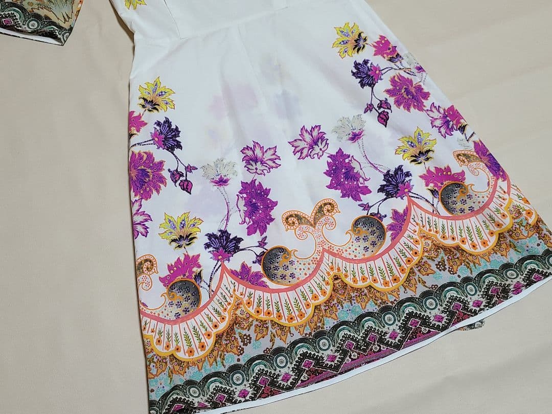 ETRO エトロ 未使用品 花柄 半袖 ひざ丈ワンピース サイズ40 M