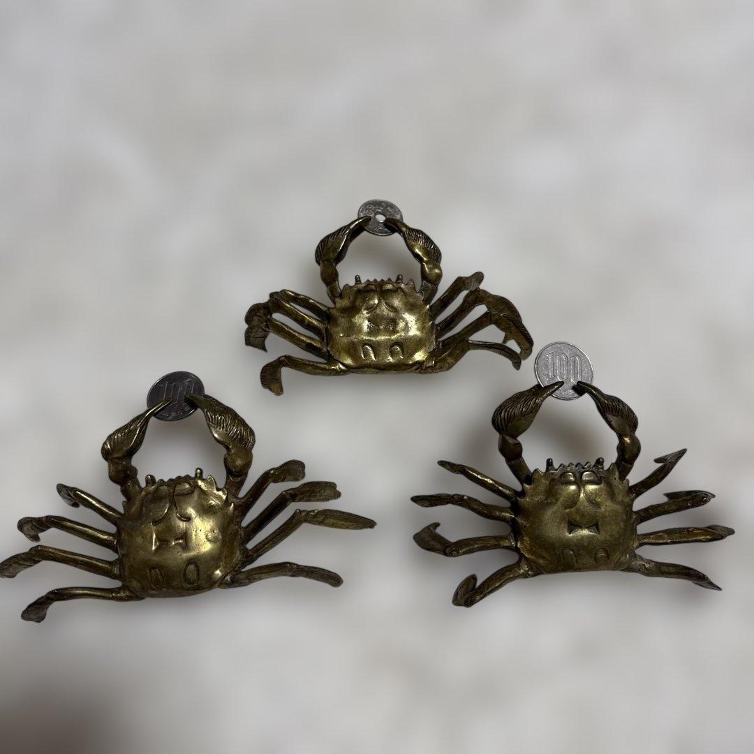真鍮 蟹 置物 セット