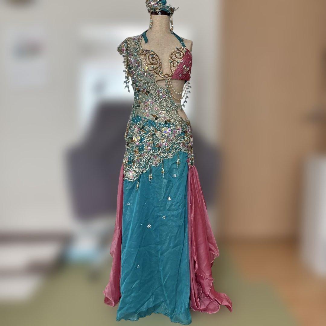 ベリーダンス セットアップ 青とピンク