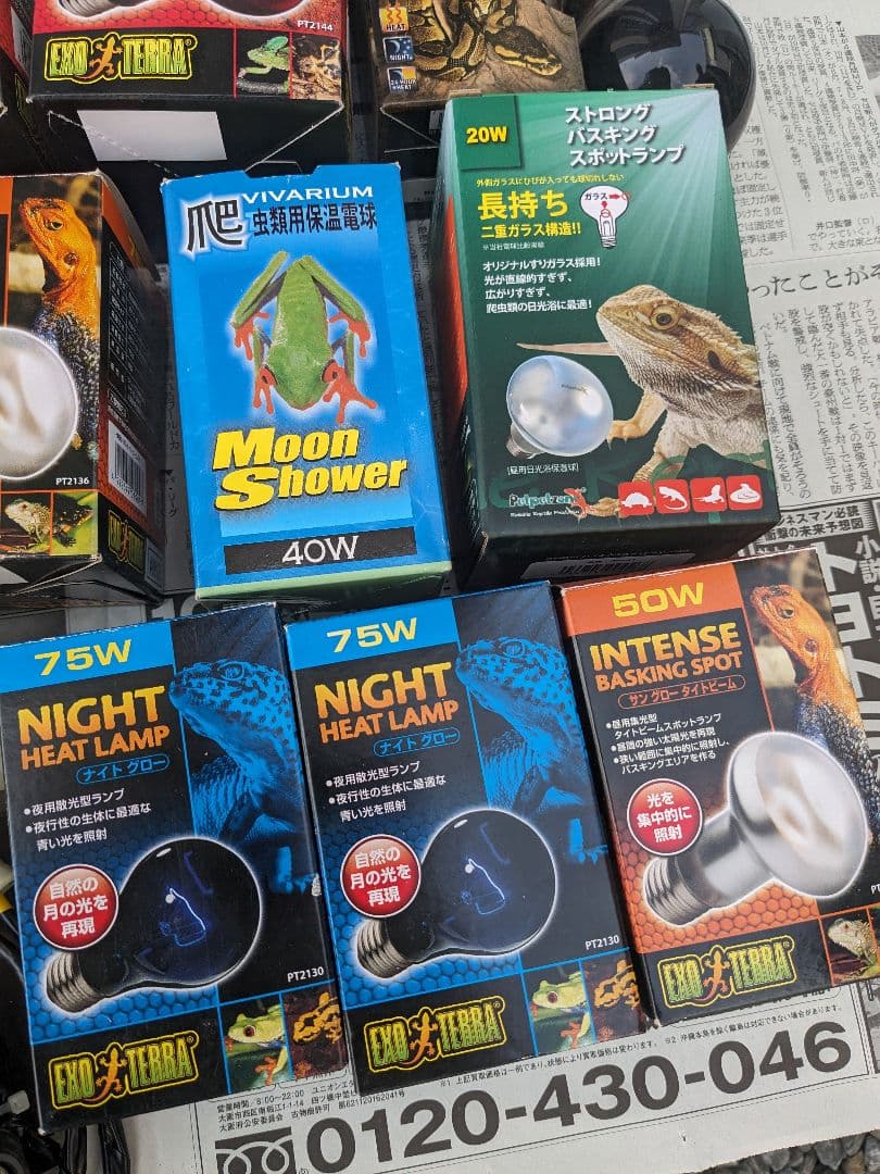 爬虫類飼育セット　まとめ売り　UVランプ　温度計　エキゾテラ　　ヒートグロー