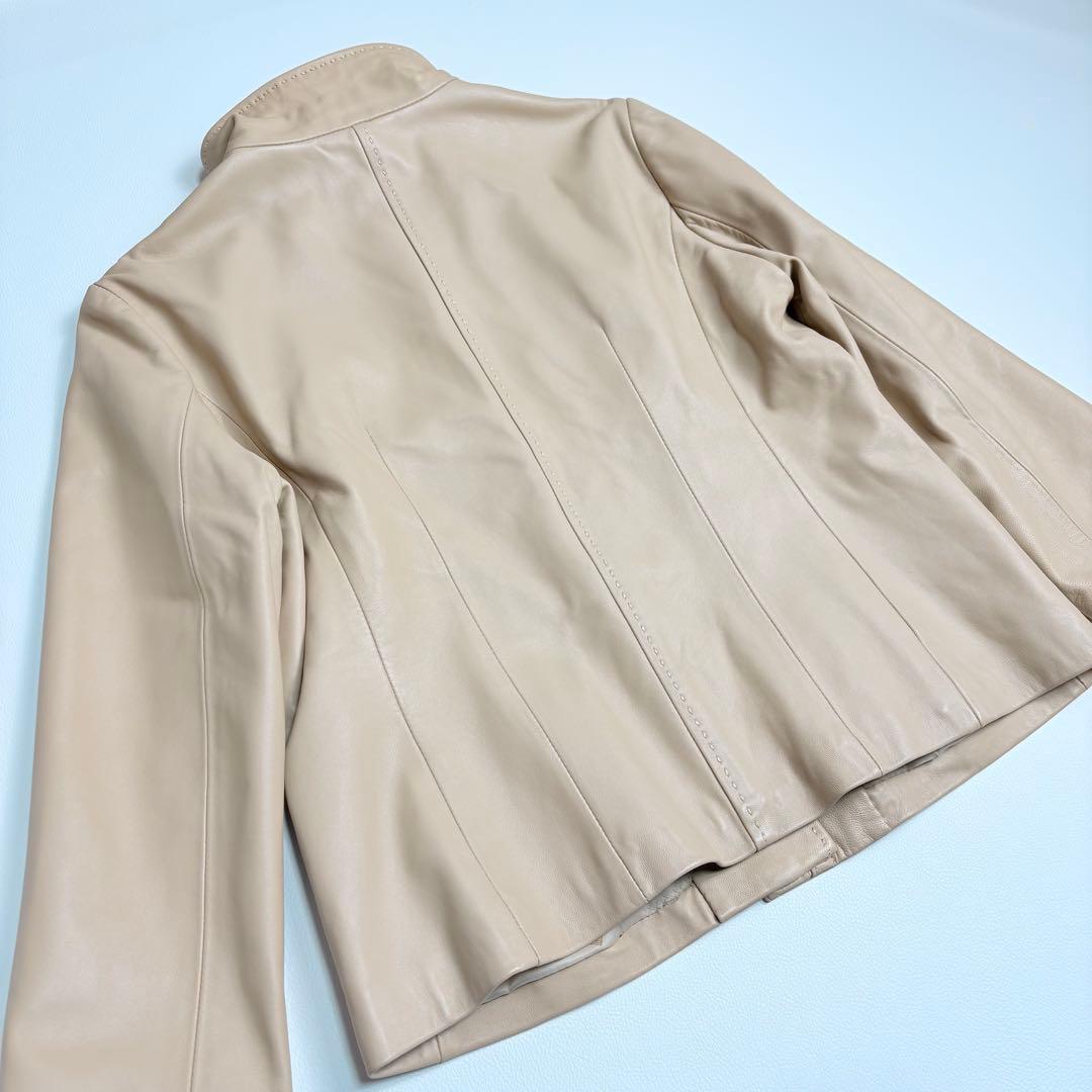 BALMAN レザージャケット 羊革 ジップアップ ベージュ 13 バルマン