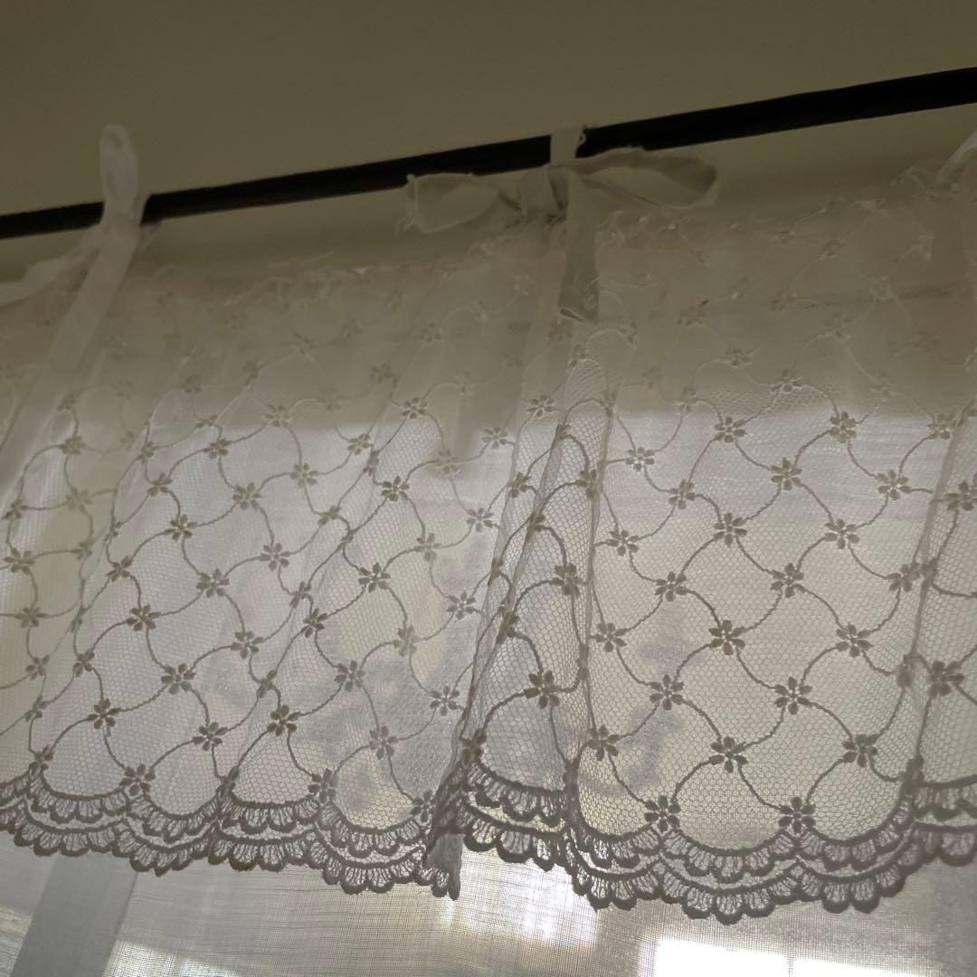 フランスアンティーク　手刺繍　レースカーテン