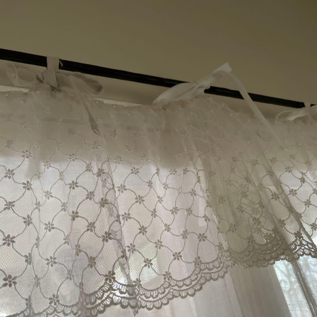 フランスアンティーク　手刺繍　レースカーテン